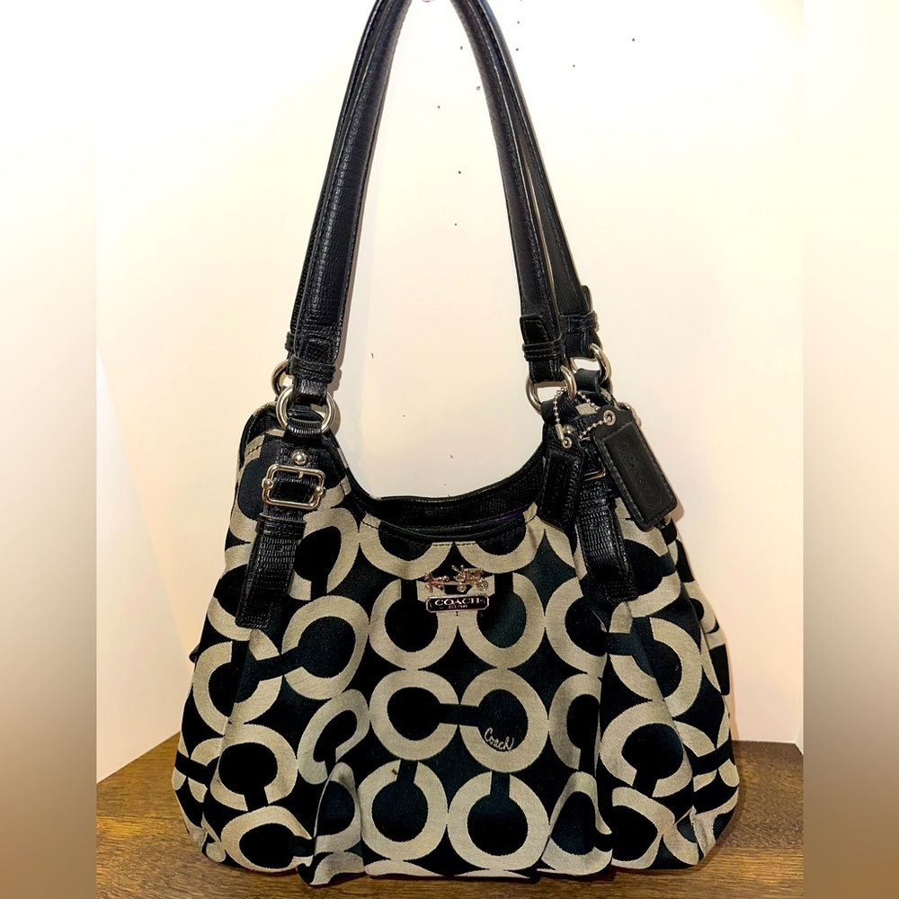 Coach Black and Purple Shoulder Bag EUC